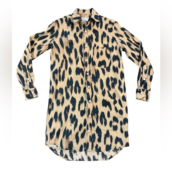 Emily Phillips Nashville TN CHEETAH LINEN GIRLFRIEND MINI DRESS Size Small - Picture 3 of 13